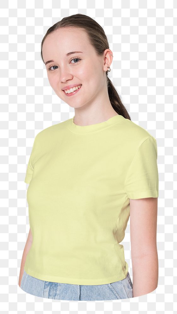 Teenage girl png tee sticker, transparent background