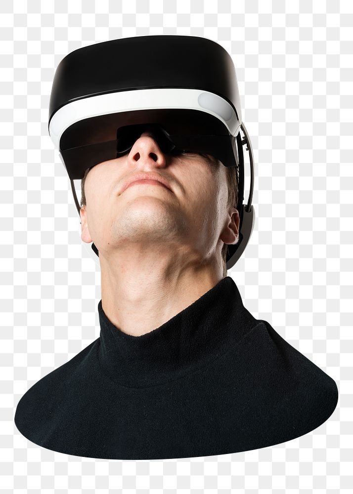 VR technology png man sticker, transparent background