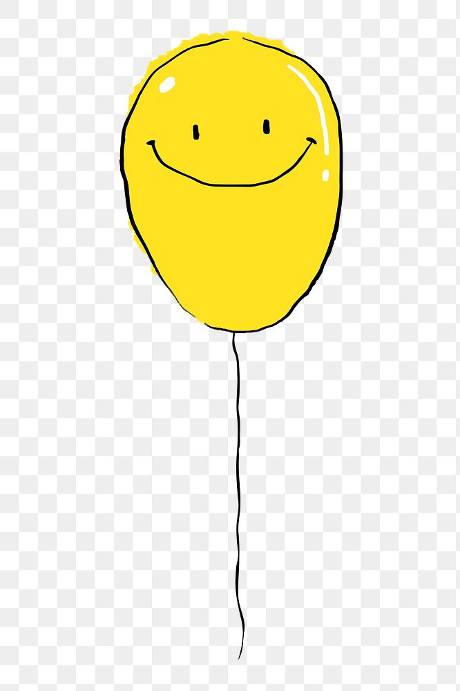 Yellow happy balloon png sticker illustration, transparent background