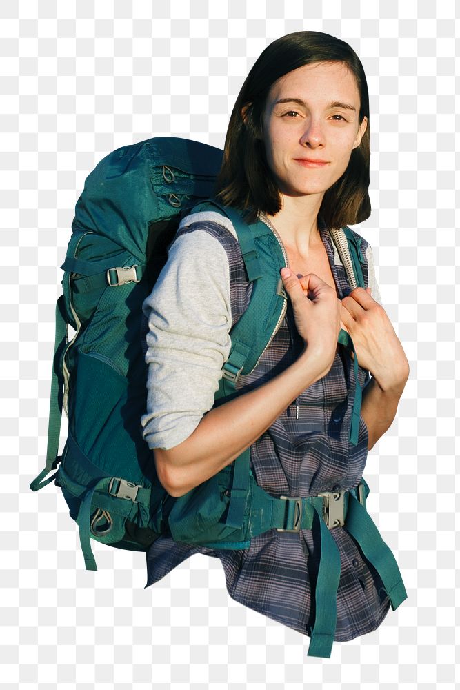 Woman backpacker png, transparent background