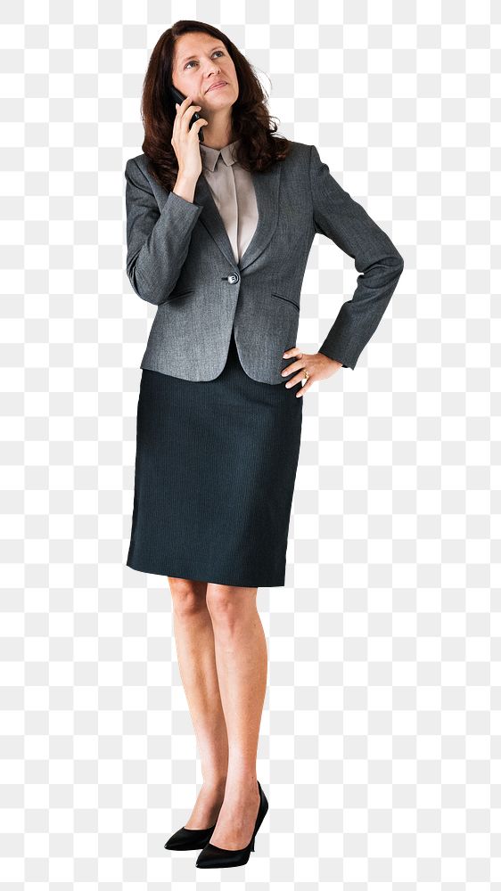 Businesswoman talking on phone png sticker, transparent background