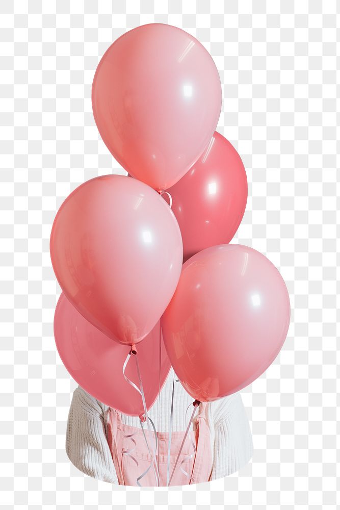 Woman pink balloons png sticker, transparent background