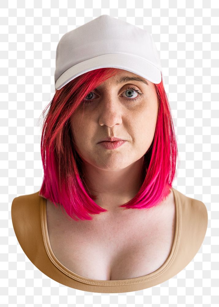 Woman png wearing white cap, transparent background