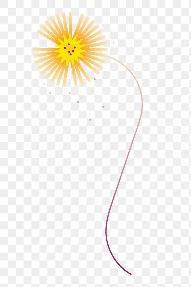 Png geometric dandelion flower illustration, transparent background