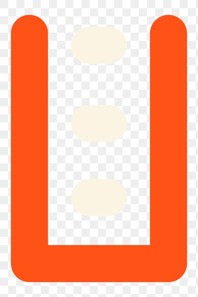 Orange U shape png, transparent background