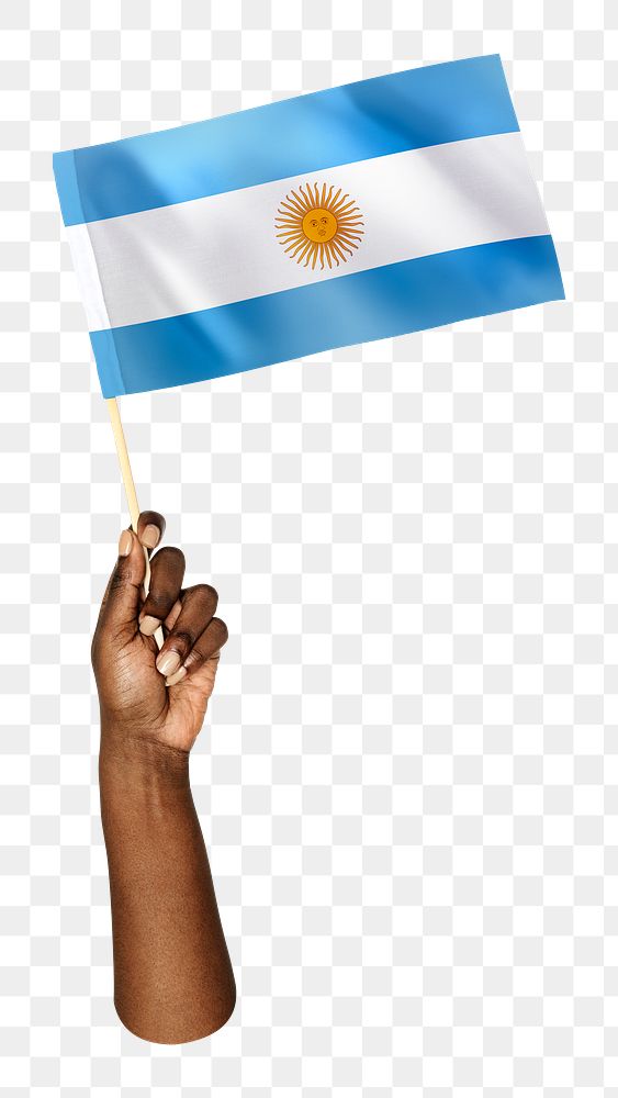 Argentina's flag png in black hand on transparent background