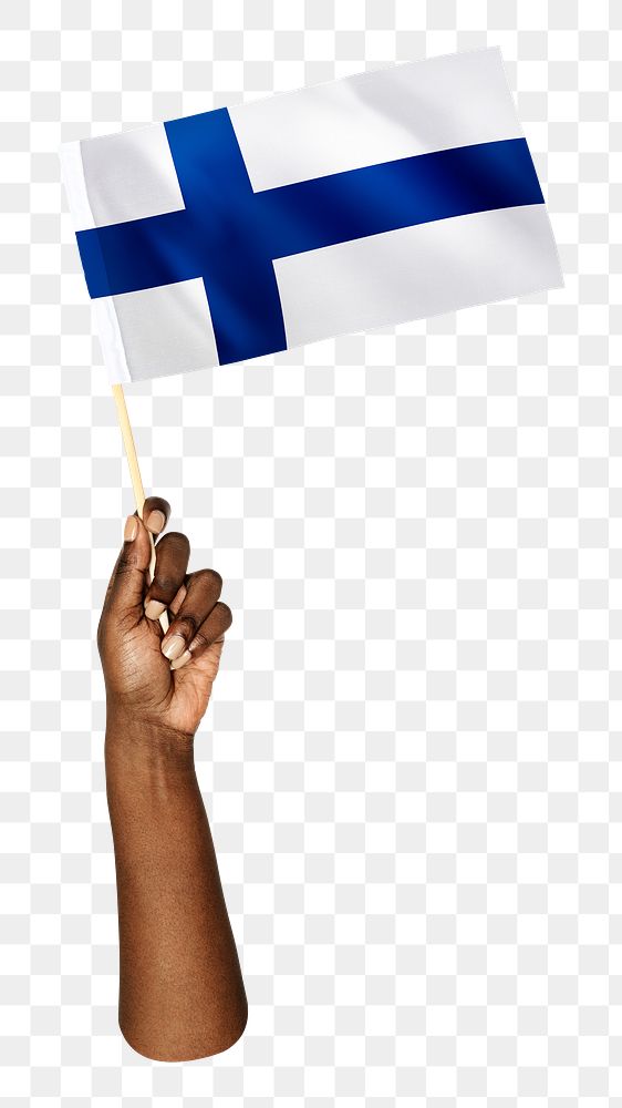 Finland's flag png in black hand on transparent background
