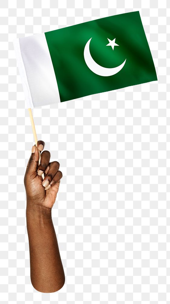 Pakistan's flag png in black hand on transparent background