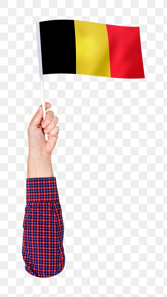 Belgium's flag png in hand on transparent background