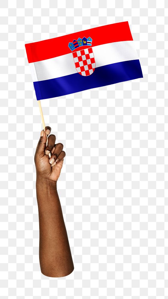 Png Republic of Croatia's flag in black hand, national symbol, transparent background