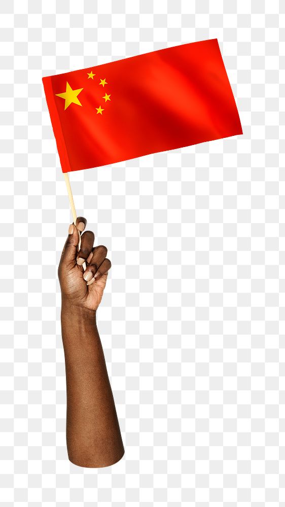 Png Chinese flag in hand, national symbol, transparent background