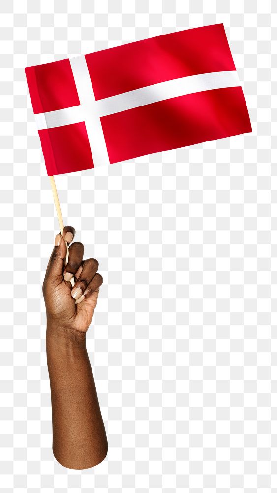 Denmark's flag png in black hand on transparent background