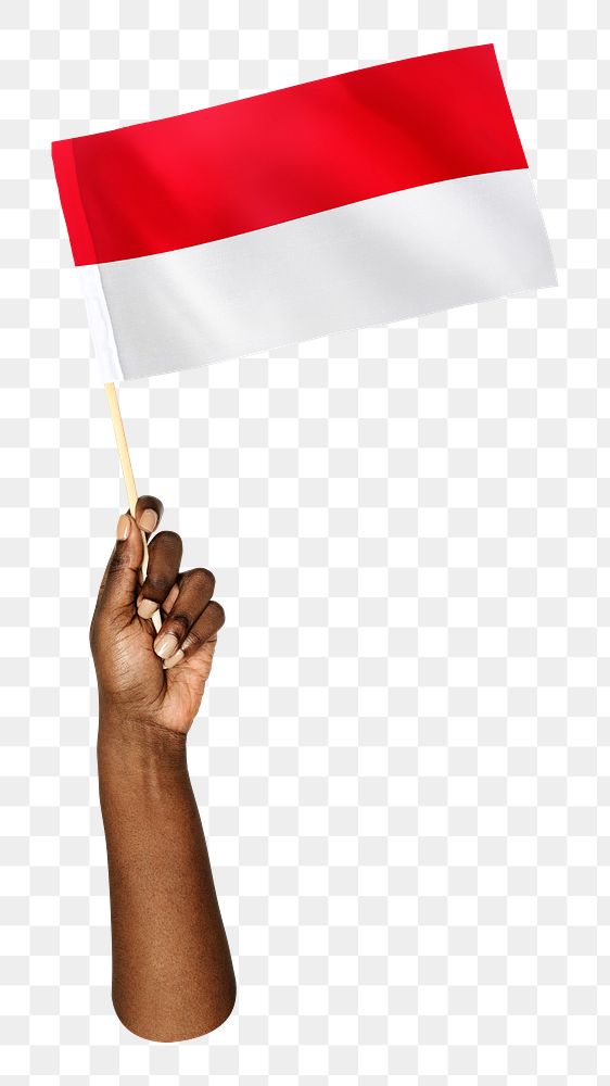 Monaco's flag png in black hand on transparent background