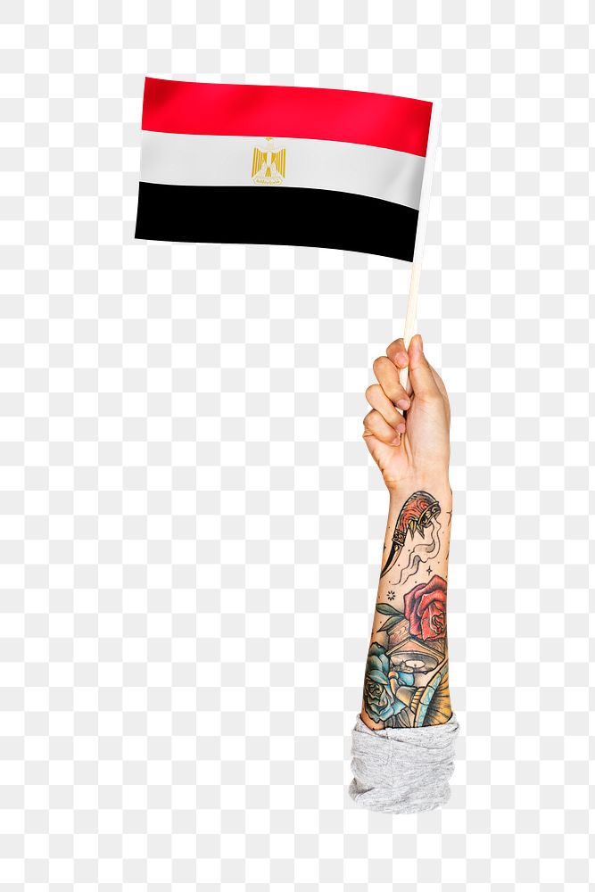 Png Egypt's flag, tattooed hand, national symbol, transparent background
