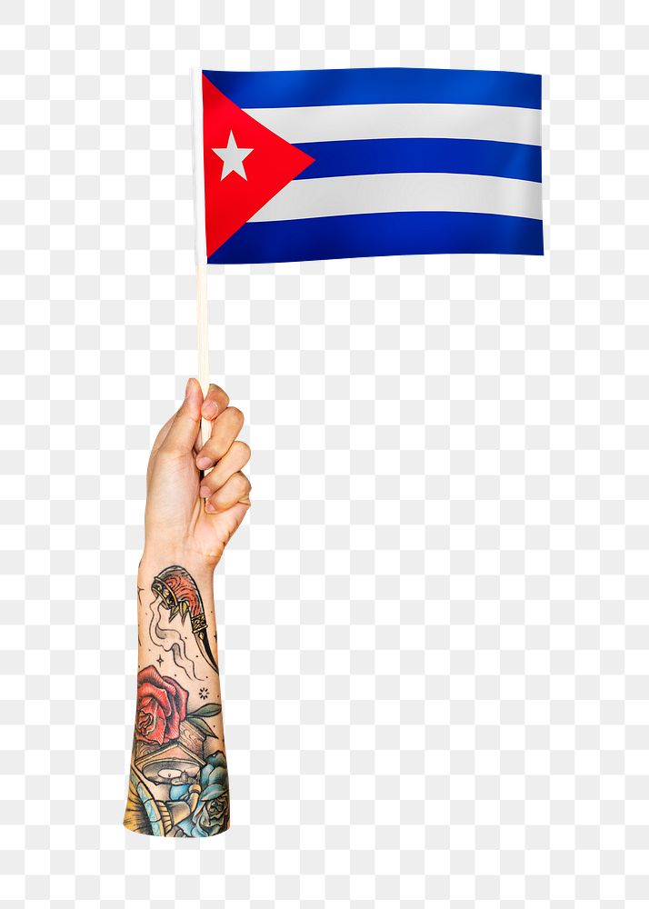 Png Cuba's flag, tattooed hand, national symbol, transparent background