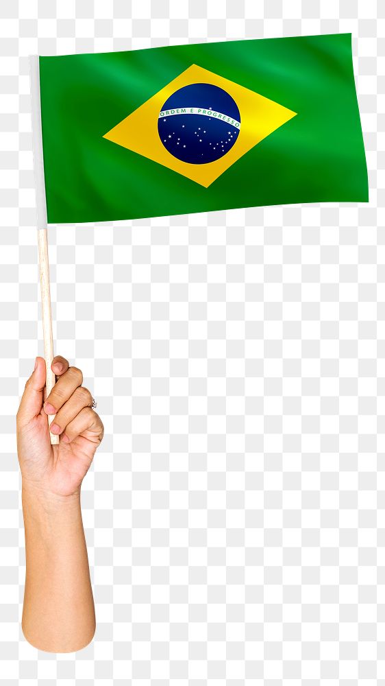 Png Brazil's flag, tattooed hand, national symbol, transparent background