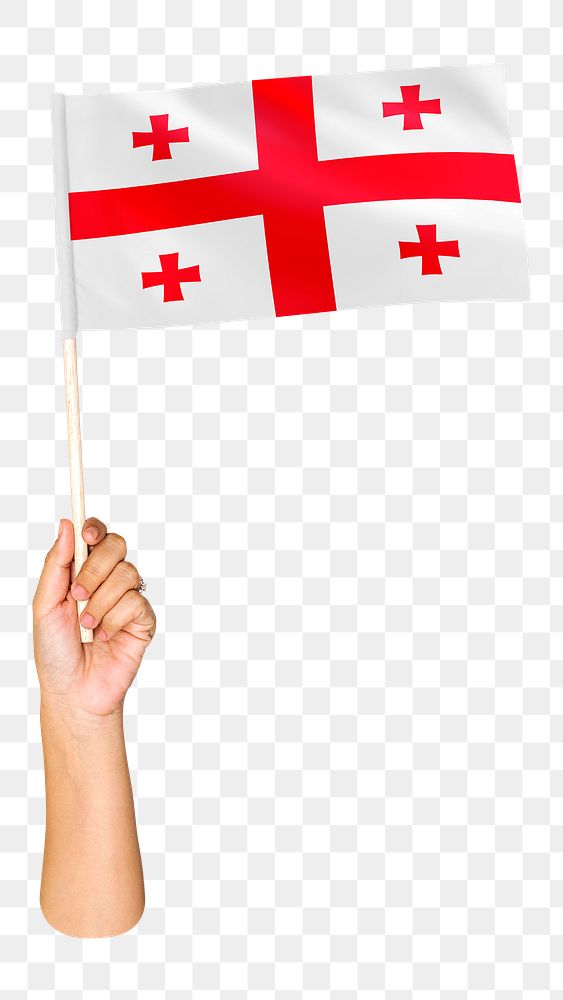 Georgia's flag png in hand on transparent background