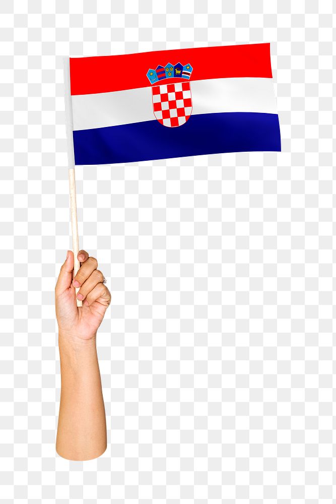Croatia's flag png in hand on transparent background