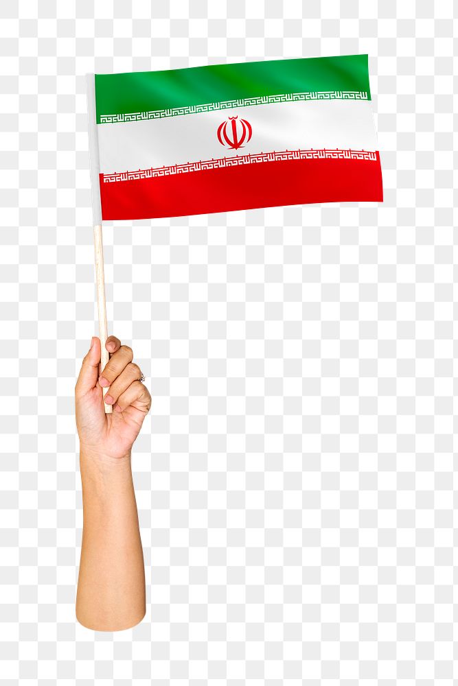 Iran's flag png in hand on transparent background