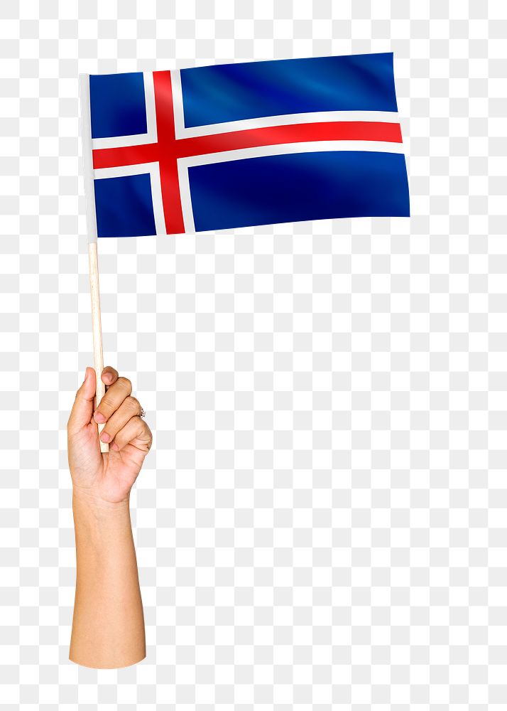 Png Iceland's flag in hand on transparent background