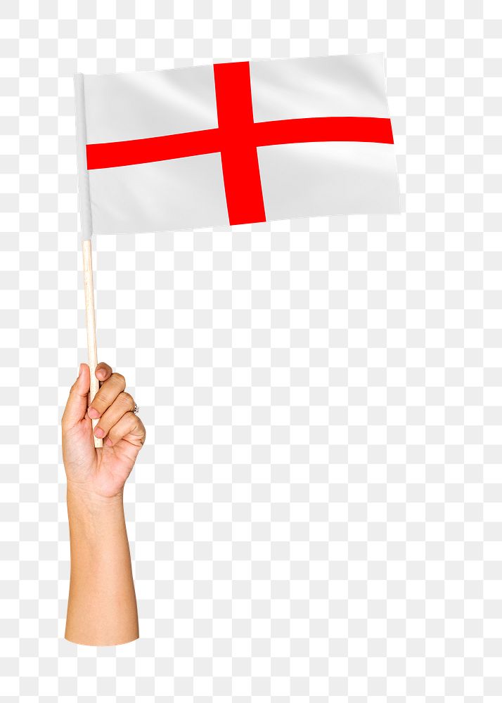 England's flag png in hand on transparent background
