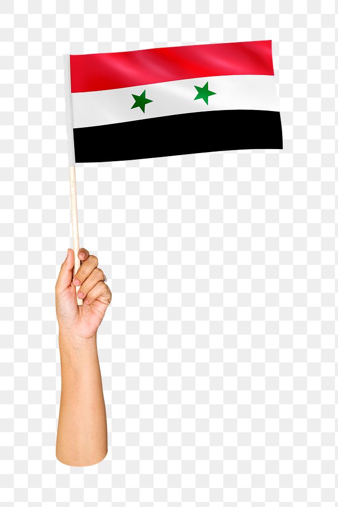 Syria's flag png in hand on transparent background