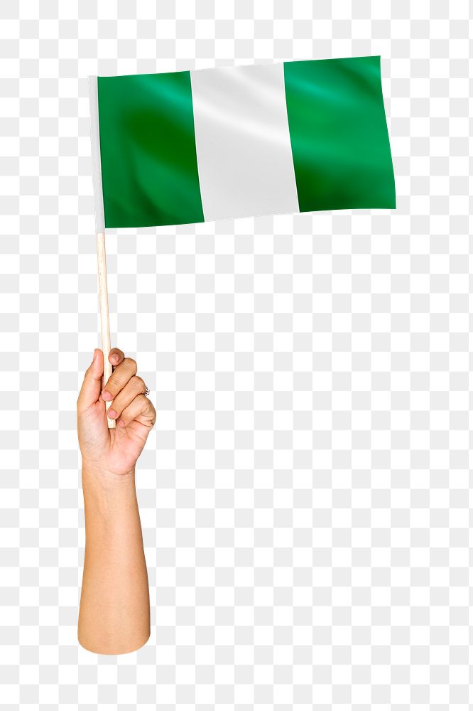 Nigeria's flag png in hand on transparent background