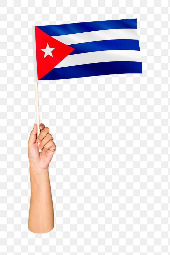 Cuba's flag png in hand on transparent background