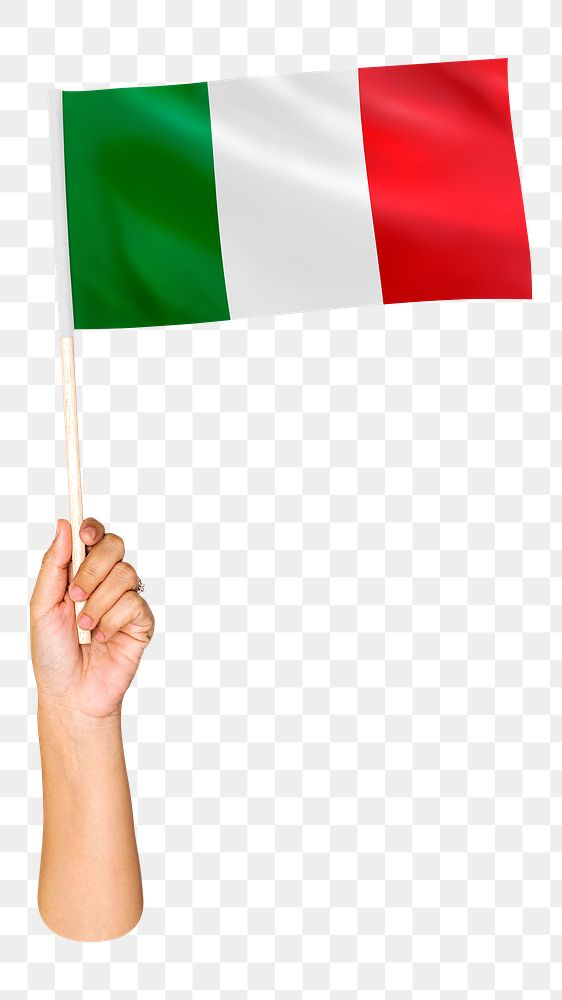Png Italy's flag in hand, national symbol, transparent background