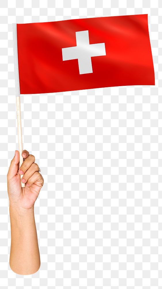 Switzerland's flag png in hand on transparent background
