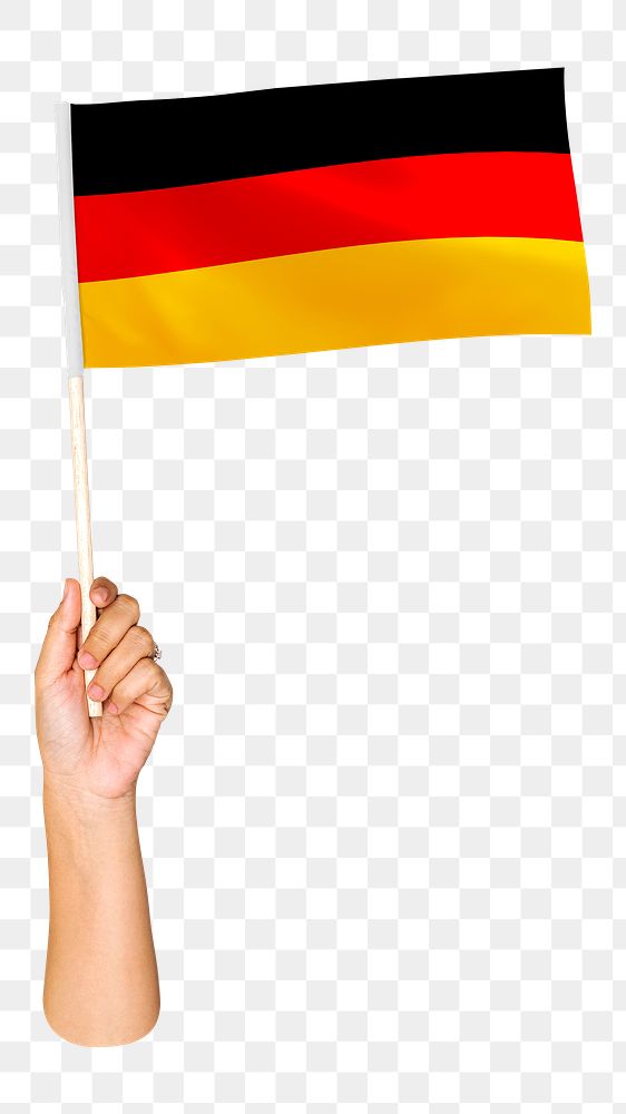 Germany's flag png in hand on transparent background
