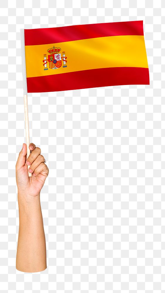 Spain's flag png in hand on transparent background
