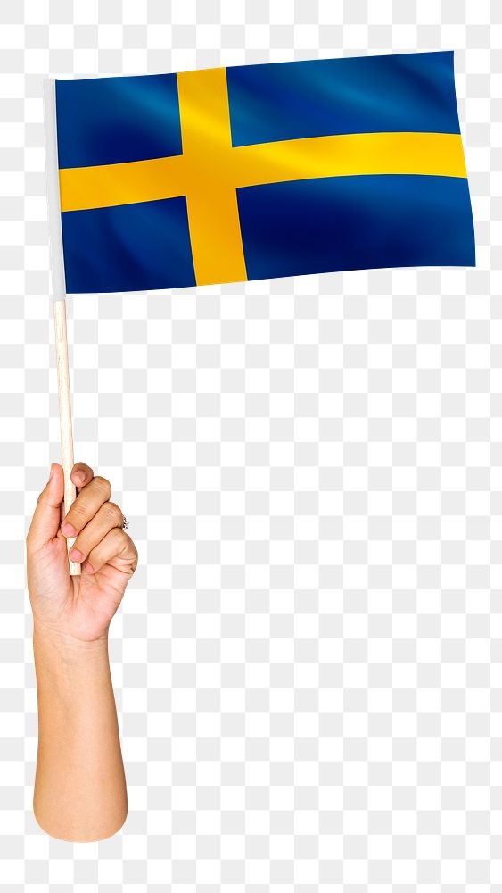 Png Kingdom of Sweden's flag in hand on transparent background