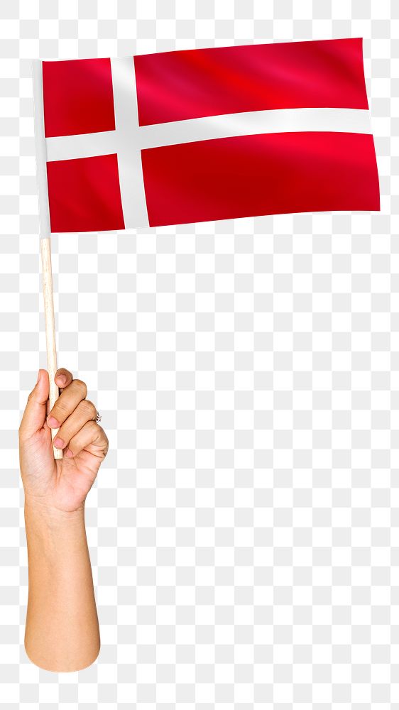 Denmark's flag png in hand on transparent background