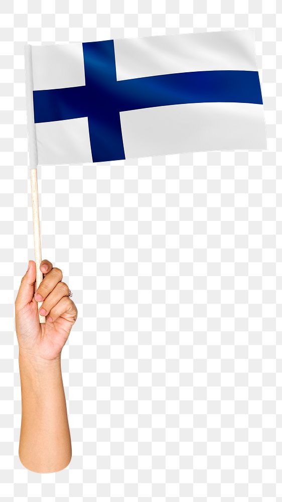 Finland's flag png in hand on transparent background