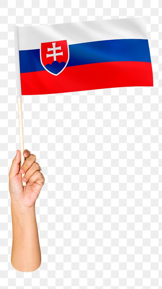 Png Slovak Republic's flag in hand on transparent background