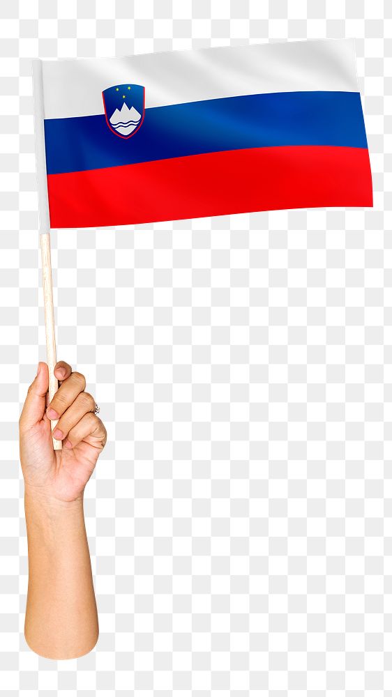 Png Slovenia's flag in hand on transparent background