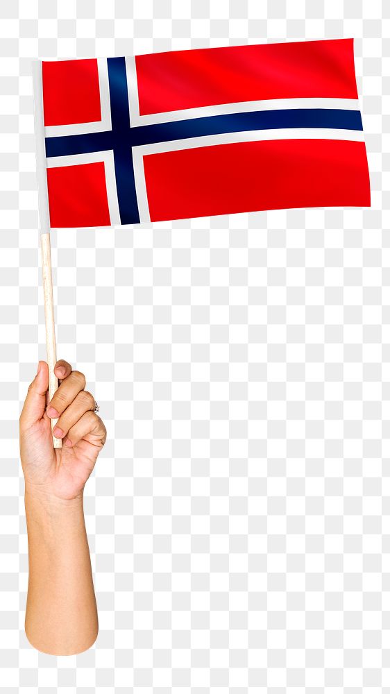 Norway's flag png in hand on transparent background