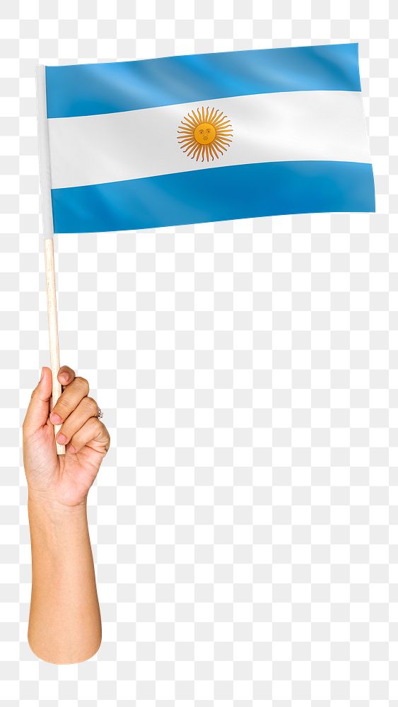 Png Argentina's flag in hand on transparent background