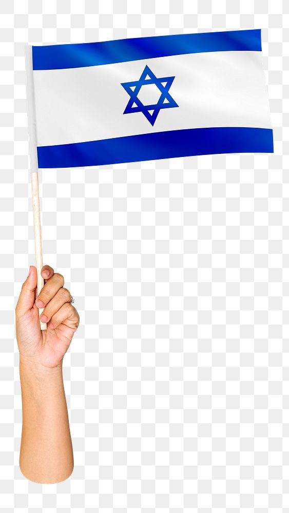Israel's flag png in hand on transparent background
