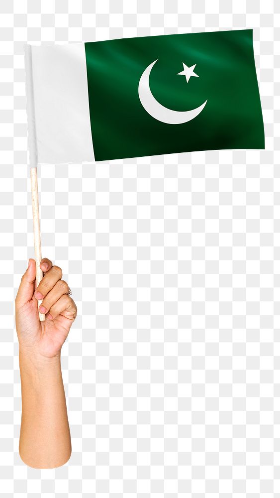 Pakistan's flag png in hand on transparent background