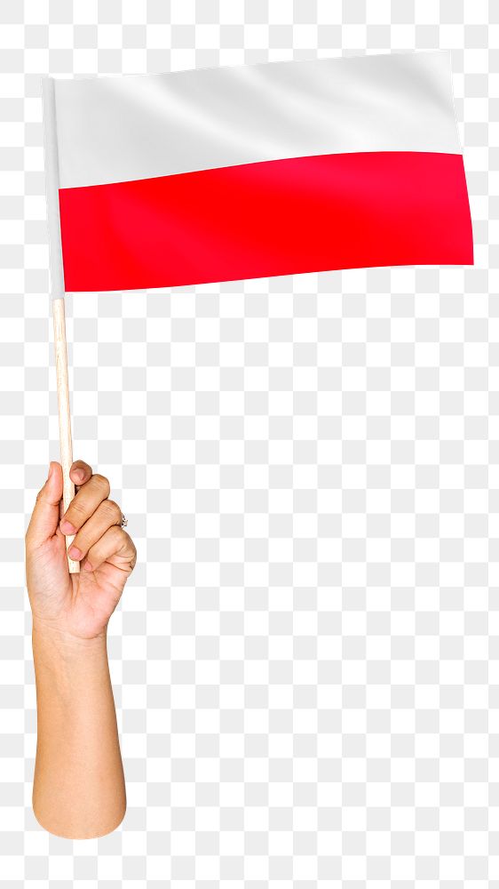 Poland's flag png in hand on transparent background