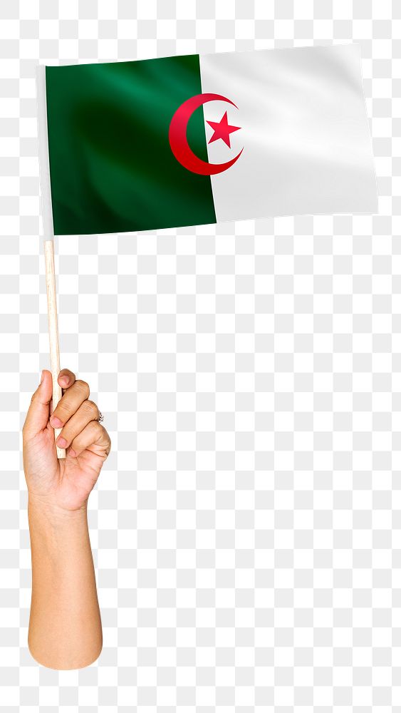 Algeria's flag png in hand on transparent background