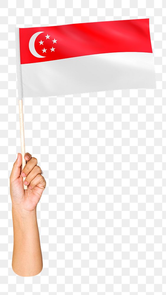 Singapore's flag png in hand on transparent background