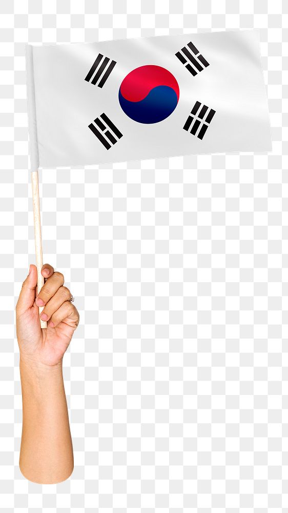 South Korea's flag png in hand on transparent background