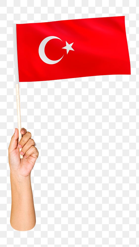 Turkey's flag png in hand on transparent background