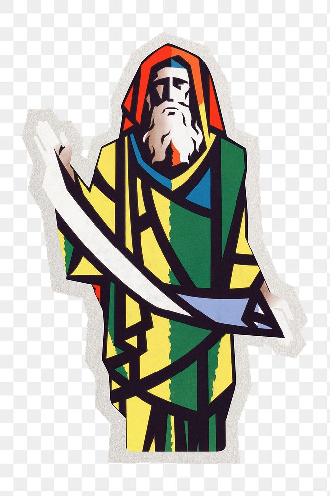 PNG Jeremiah Hebrew Bible prophet sticker with white border,  transparent background 