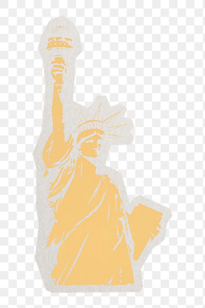 PNG Statue of Liberty  sticker with white border, New York's landmark on transparent background 