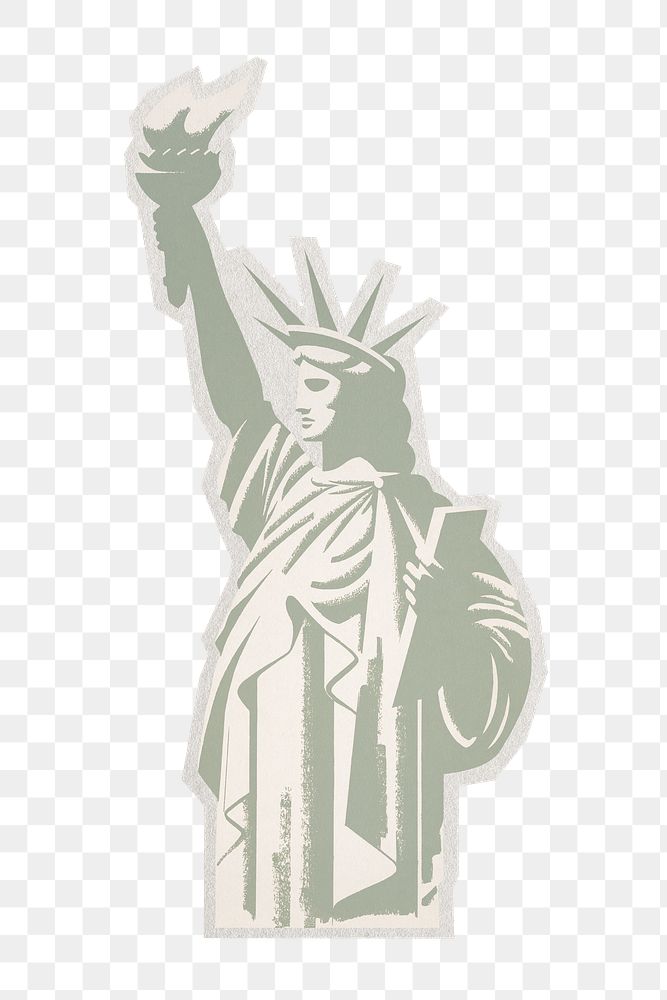 PNG Statue of Liberty New York's famous landmark sticker with white border,  transparent background