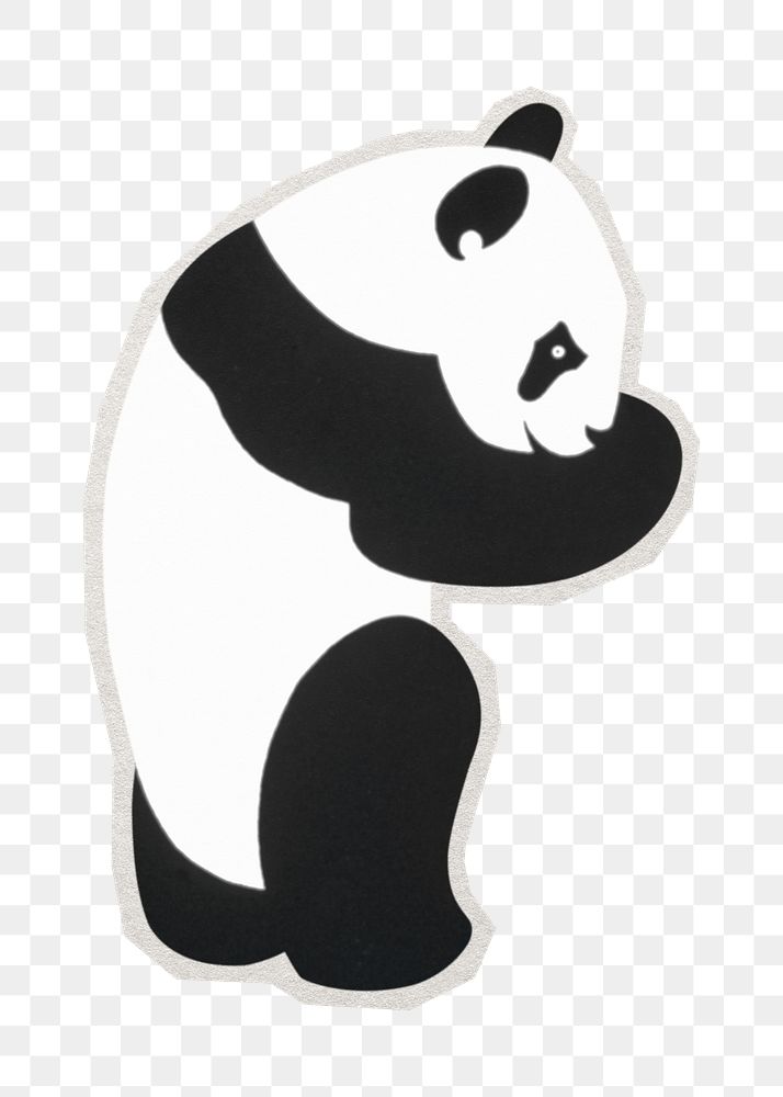 PNG cute panda sticker with white border,  transparent background